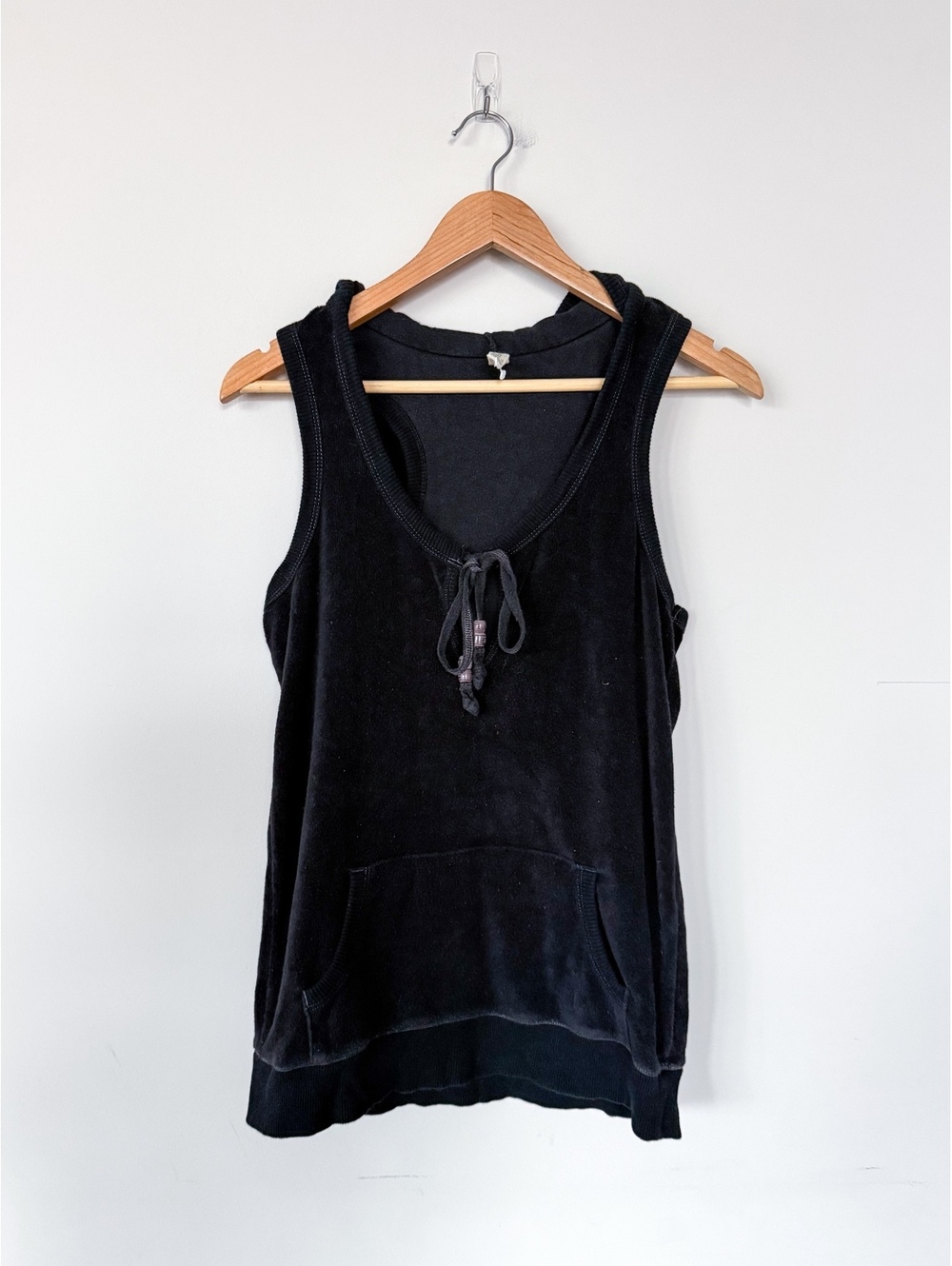 Old Navy VTG 2007 Terry Cloth Sleeveless Beach Hoodie Surfer Indie Black